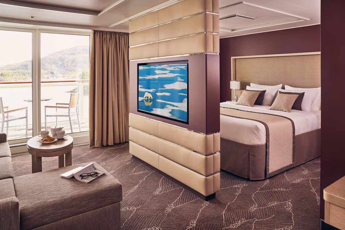 National Geographic Endurance Category 7 Large Balcony Suite interior